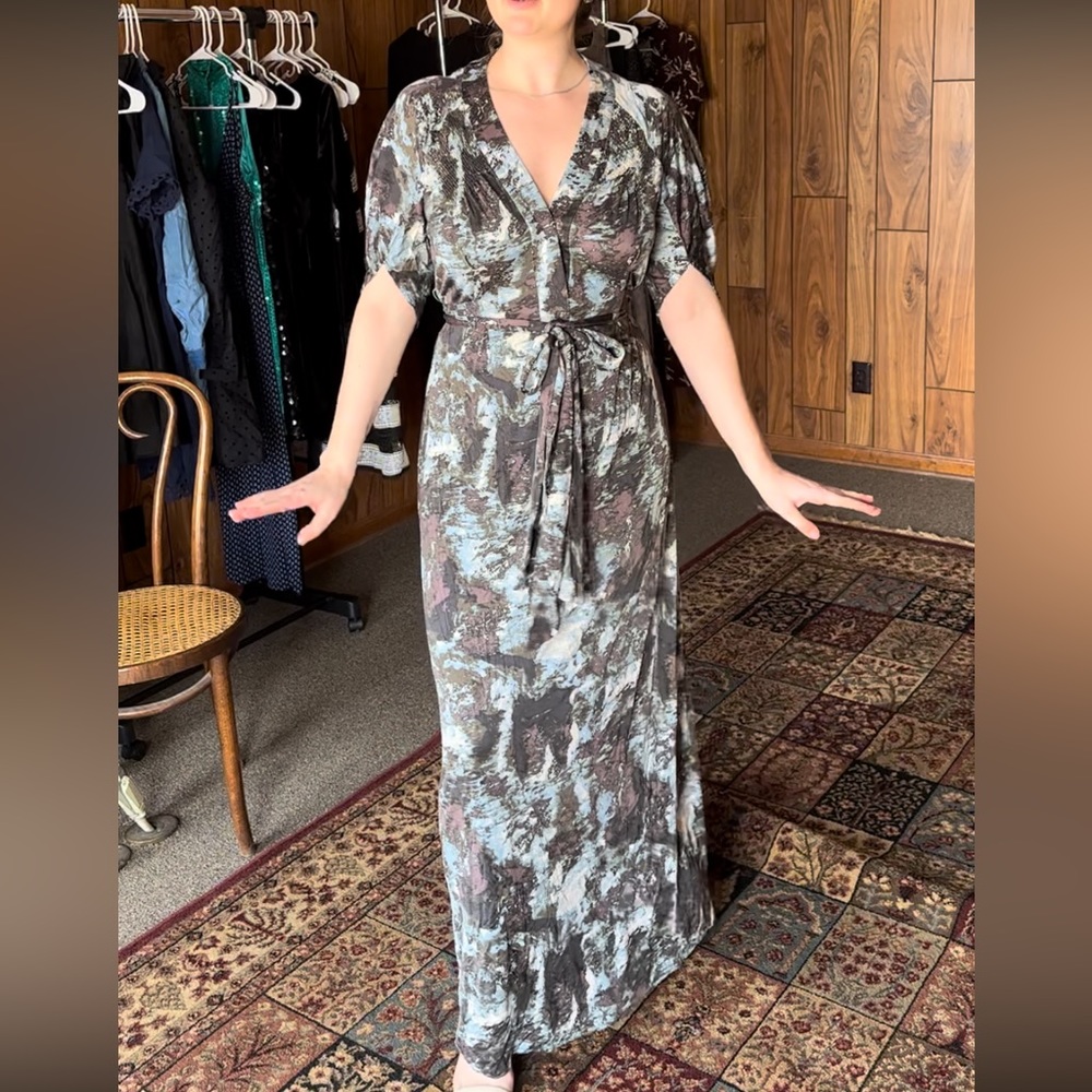 Max Azaria Maxi Gown with draped sleeves